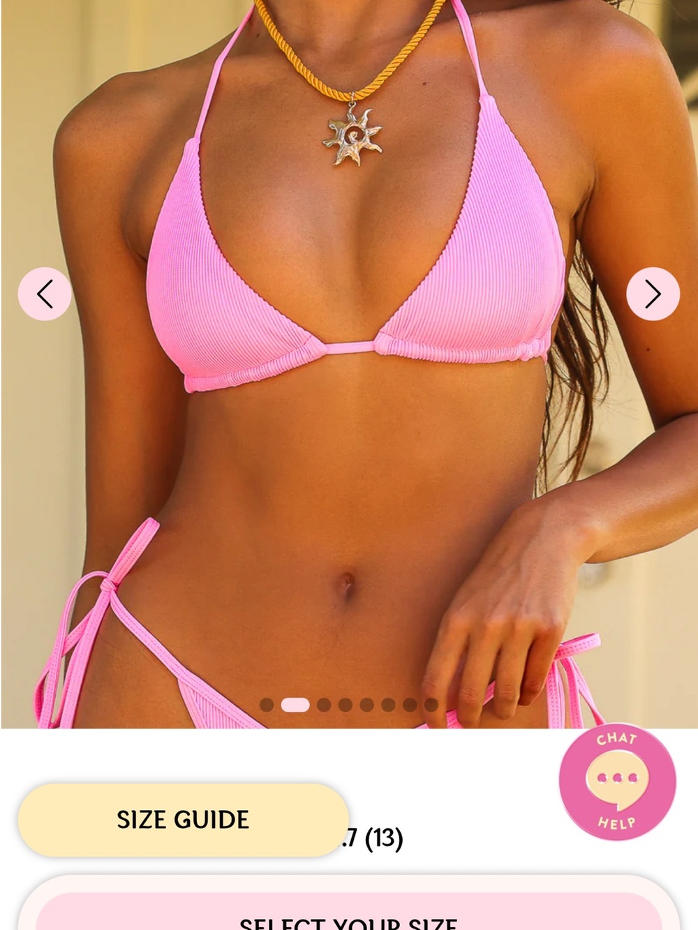 Pink Ribbed Triangle Bikini - Picture 2 of 6